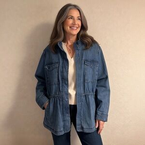 Style & Co. Size XXL Blue Jean Chore Jacket Cinch Waist